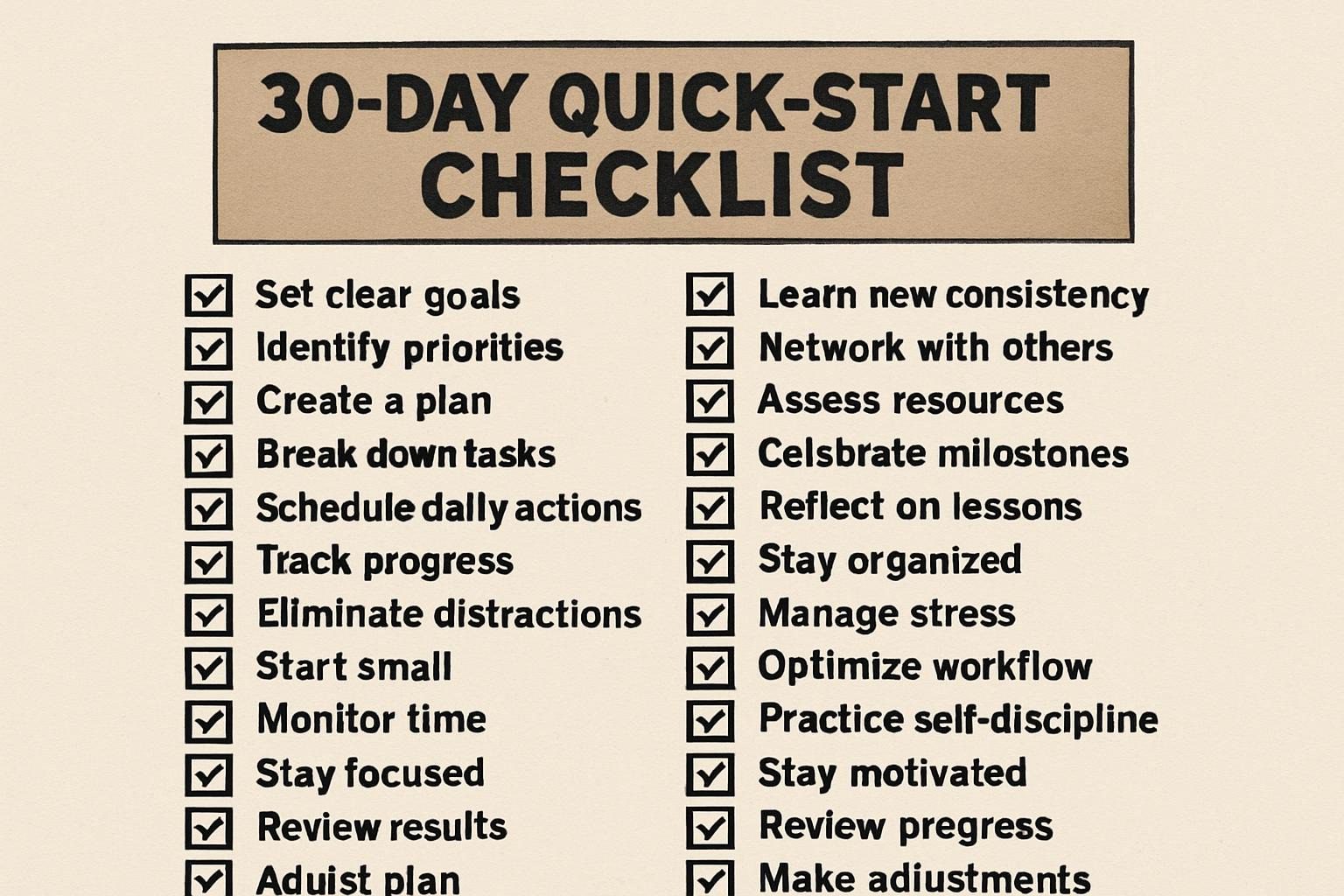 Actionable 30-Day Quick-Start Checklist